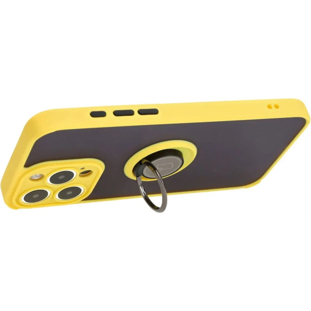 Hurtownia GSM - Etui z uchwytem na palec Bizon Case Hybrid Ring do Apple iPhone 15 Pro Max kouřové s žlutým rámem - BIZ3783 - {ean13} - Hurt
