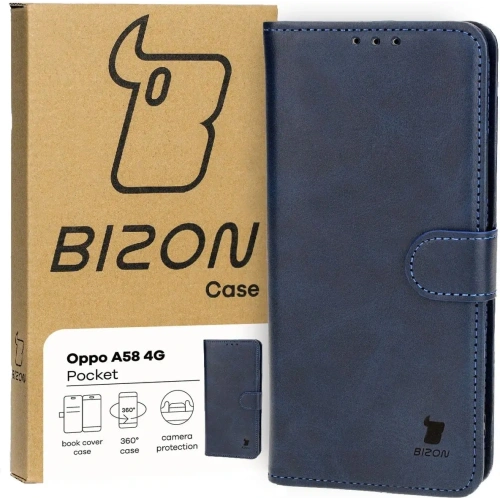 Etui z klapką Bizon Case Pocket do Oppo A58 4G granatowe