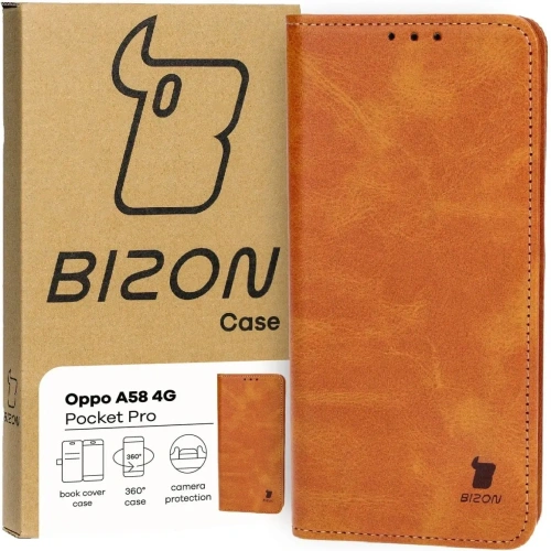 Etui z klapką Bizon Case Pocket Pro do Oppo A58 4G brązowe
