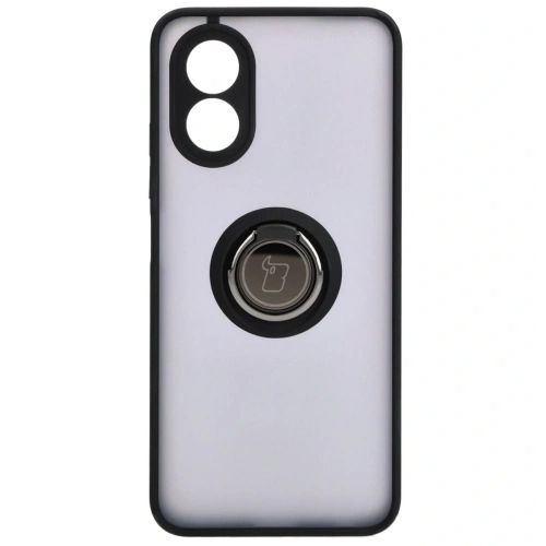 Etui z uchwytem na palec Bizon Case Hybrid Ring do Oppo A38 4G przydymione z czarną ramką