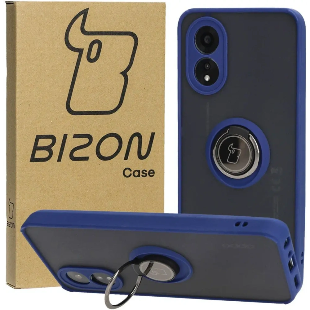 Hurtownia GSM - Pouzdro s úchopem na prst Bizon Case Hybrid Ring pro Oppo A38 4G kouřové s modrým rámečkem - BIZ3836 - {ean13} - Hurt