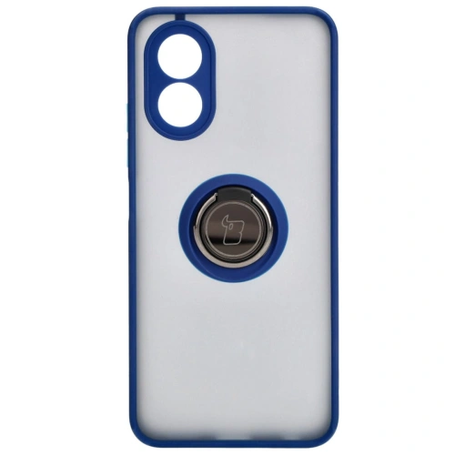 Etui z uchwytem na palec Bizon Case Hybrid Ring do Oppo A38 4G przydymione z granatową ramką