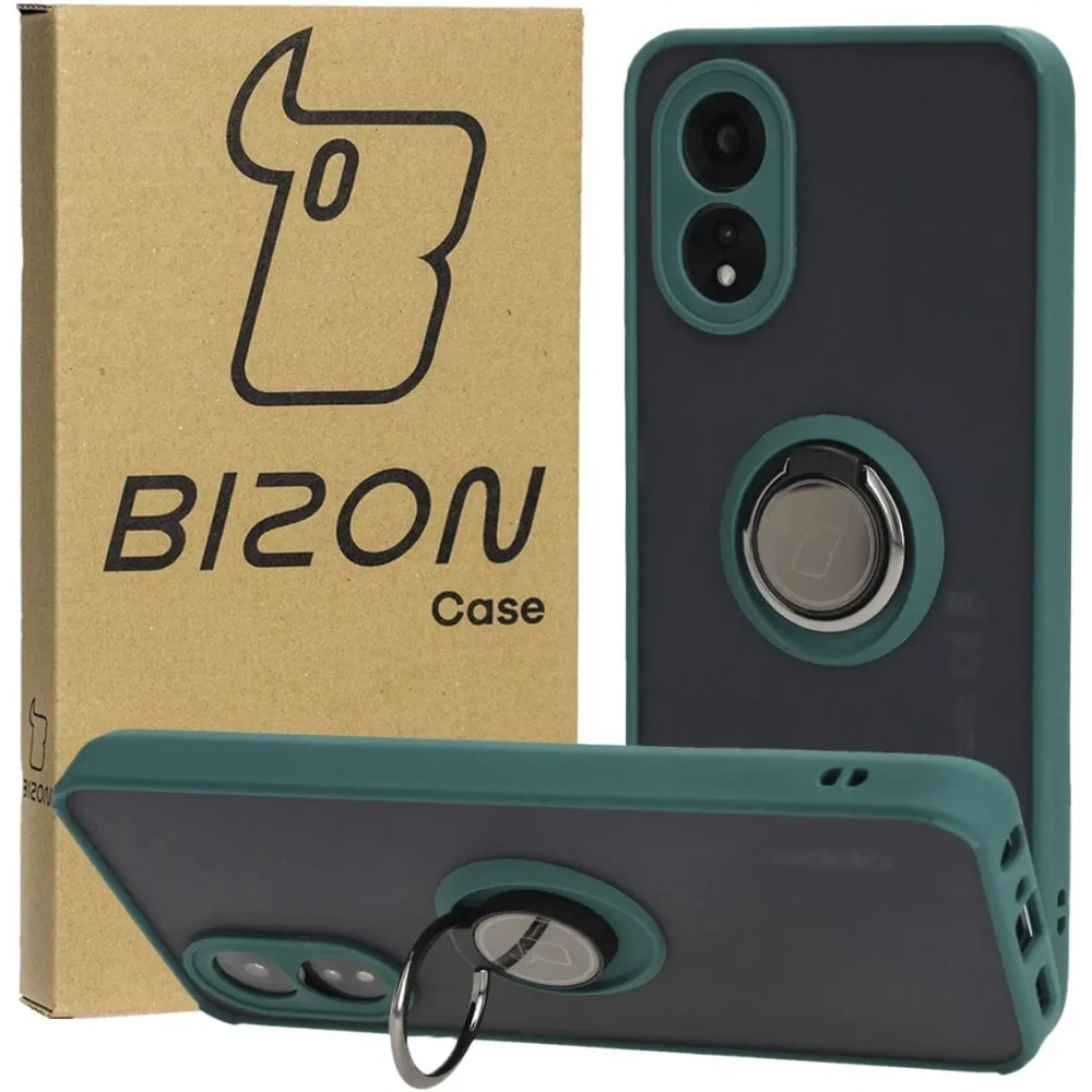 Hurtownia GSM - Etui s úchopem na prst Bizon Case Hybrid Ring pro Oppo A38 4G kouřové s tmavě zeleným rámečkem. - BIZ3837 - {ean13} - Hurt