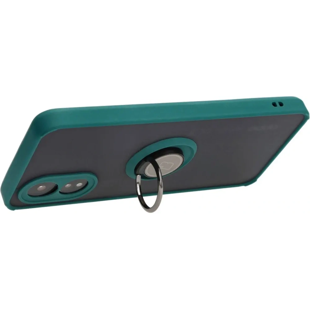 Hurtownia GSM - Etui s úchopem na prst Bizon Case Hybrid Ring pro Oppo A38 4G kouřové s tmavě zeleným rámečkem. - BIZ3837 - {ean13} - Hurt