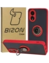 Husă hibridă Bizon Case pentru Oppo A38 4G, fumurie cu un cadru roșu.