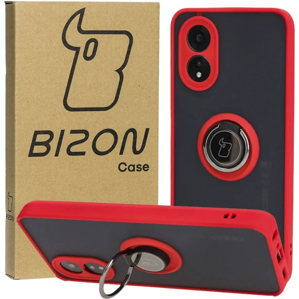 Hurtownia GSM - Pouzdro s úchytem na prst Bizon Case Hybrid Ring pro Oppo A38 4G kouřové s červeným rámečkem - BIZ3838 - {ean13} - Hurt