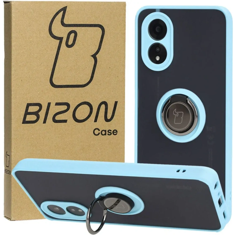 Hurtownia GSM - Bizon Caz Hibrid Ring Oppo A38 4G fumuriu cu o ramă bleu deschis - BIZ3839 - {ean13} - Hurt