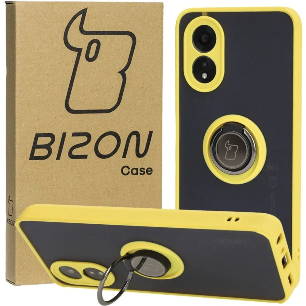 Hurtownia GSM - Caz Bizon Hybrid Ring Oppo A38 4G fumuriu cu un cadru galben - BIZ3840 - {ean13} - Hurt