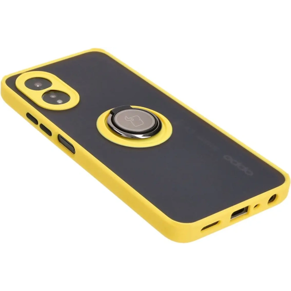 Hurtownia GSM - Caz Bizon Hybrid Ring Oppo A38 4G fumuriu cu un cadru galben - BIZ3840 - {ean13} - Hurt