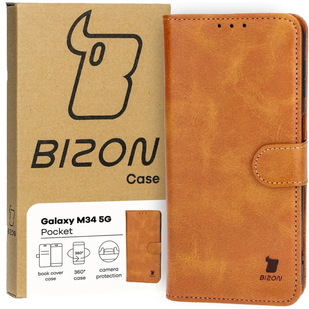 Hurtownia GSM - Etui z klapką Bizon Case Pocket do Samsung Galaxy M34 5G brązowe - BIZ3850 - {ean13} - Hurt
