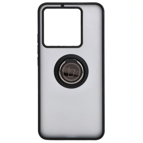 Etui z uchwytem na palec Bizon Case Hybrid Ring do Xiaomi 13T Pro / 13T przydymione z czarną ramką