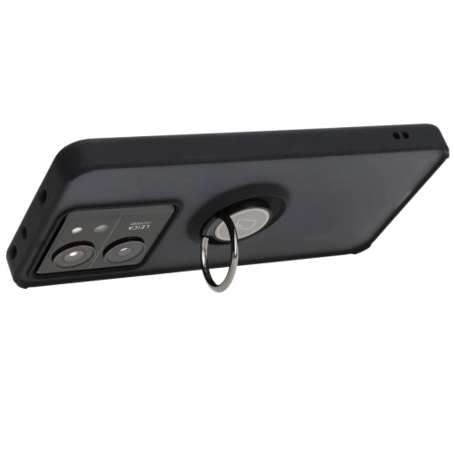 Etui z uchwytem na palec Bizon Case Hybrid Ring do Xiaomi 13T Pro / 13T przydymione z czarną ramką