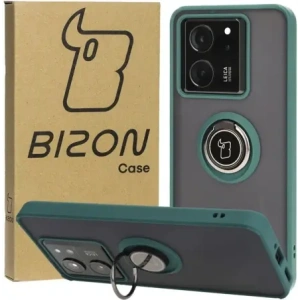 Hurtownia GSM - Etui z uchwytem na palec Bizon Case Hybrid Ring do Xiaomi 13T Pro / 13T kouřové s tmavě zeleným rámečkem - BIZ3855 - {ean13} - Hurt