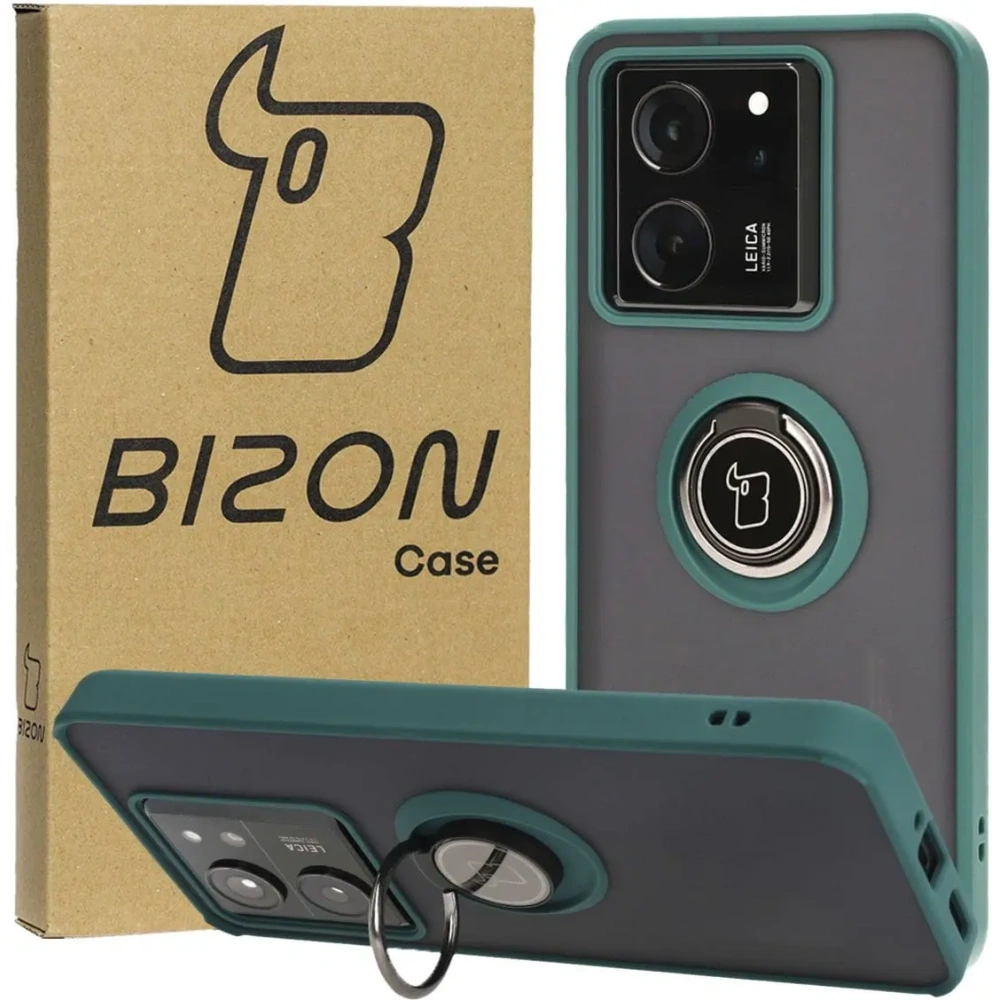 Wholesale Bizon Case Hybrid Ring Xiaomi 13T Pro / 13T smoky with a dark green frame - BIZ3855 - {ean13} - Hurt