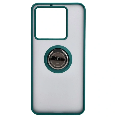 Etui z uchwytem na palec Bizon Case Hybrid Ring do Xiaomi 13T Pro / 13T przydymione z ciemnozieloną ramką