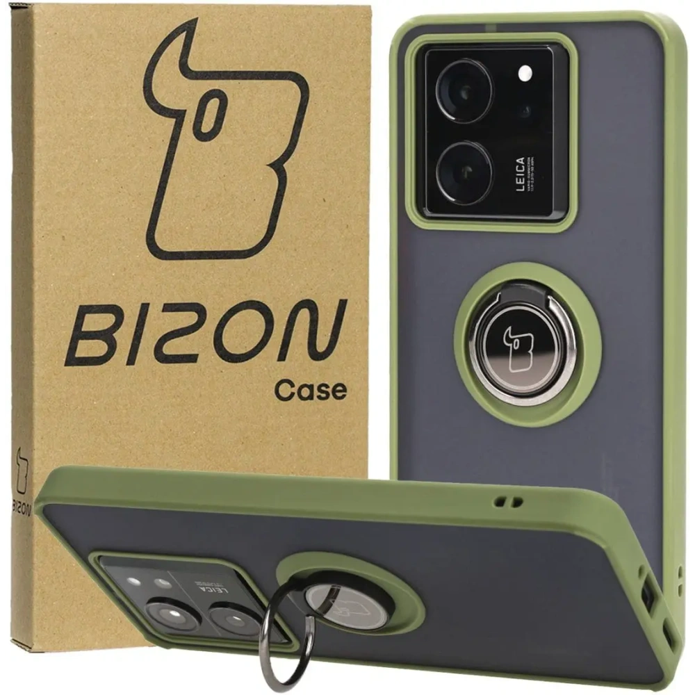 Hurtownia GSM - Bizon Case Hybrid Ring Xiaomi 13T Pro / 13T fumuriu cu un cadru verde - BIZ3856 - {ean13} - Hurt