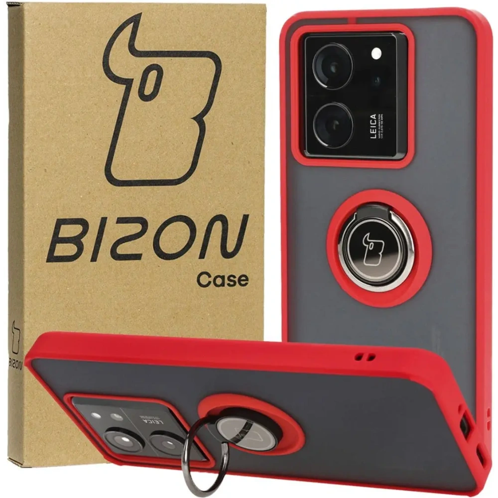 Hurtownia GSM - Bizon Case Hybrid Gyűrű Xiaomi 13T Pro / 13T füstös piros kerettel - BIZ3857 - {ean13} - Hurt