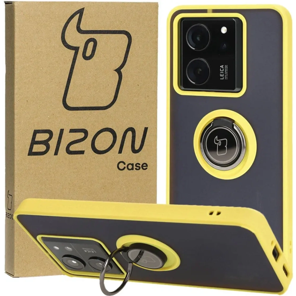 Hurtownia GSM - Bizon Case Hybrid Ring Xiaomi 13T Pro / 13T fumuriu cu un cadru galben - BIZ3858 - {ean13} - Hurt