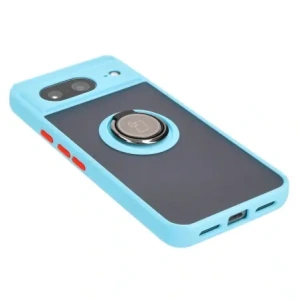 Bizon Case Hybrid Ring Google Pixel 8 smoky with a light blue frame