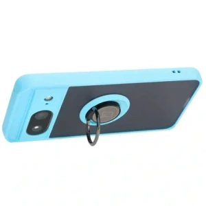 Bizon Case Hybrid Ring Google Pixel 8 smoky with a light blue frame