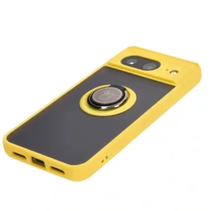 Bizon Case Hybrid Ring Google Pixel 8 smoky with a yellow frame