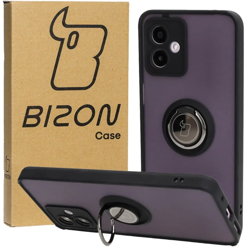 Hurtownia GSM - Bizon Case Hybrid Ring Motorola Moto G14 füstös fekete kerettel - BIZ3901 - {ean13} - Hurt