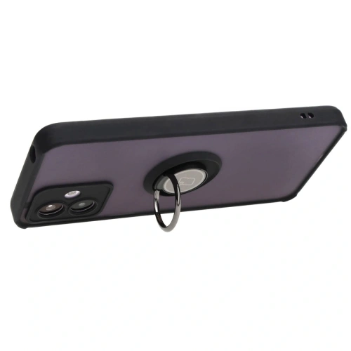 Etui z uchwytem na palec Bizon Case Hybrid Ring do Motorola Moto G14 przydymione z czarną ramką