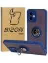 Etui s úchopem na prst Bizon Case Hybrid Ring pro Motorola Moto G14 kouřové s modrým rámečkem