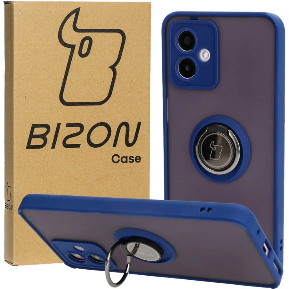 Hurtownia GSM - Bizon Case Hybrid Ring Motorola Moto G14 füstös színben, tengerészkék kerettel - BIZ3902 - {ean13} - Hurt