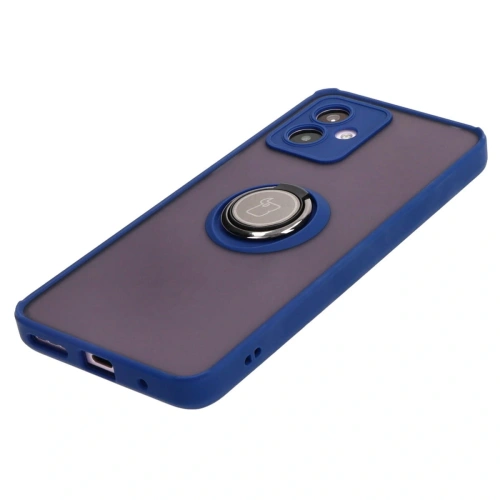 Etui z uchwytem na palec Bizon Case Hybrid Ring do Motorola Moto G14 przydymione z granatową ramką