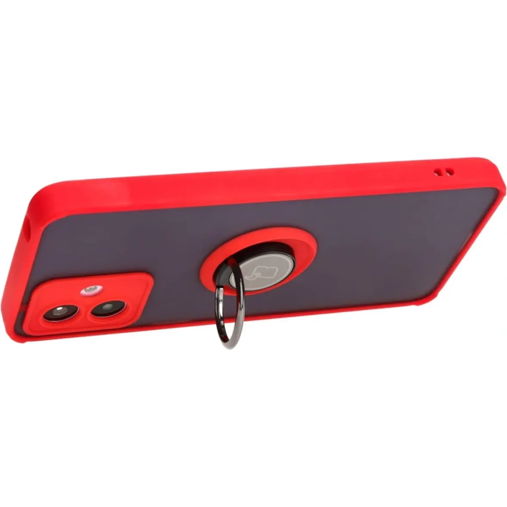 Hurtownia GSM - Etui s úchopem na prst Bizon Case Hybrid Ring pro Motorola Moto G14 kouřové s červeným rámečkem - BIZ3905 - {ean13} - Hurt