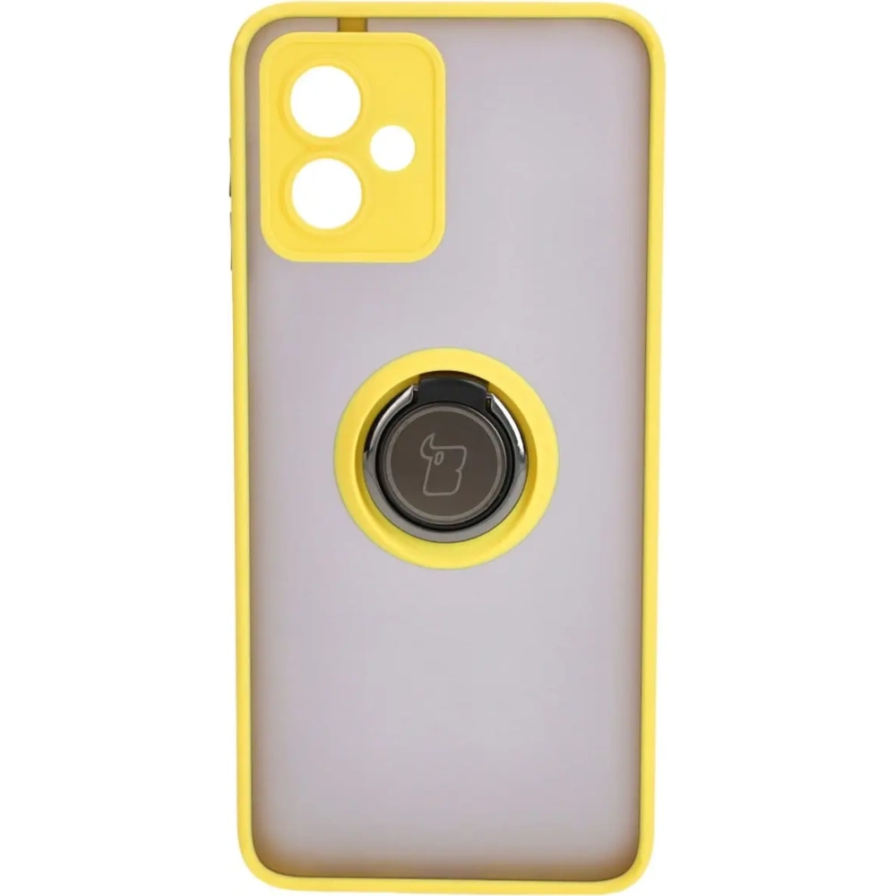Hurtownia GSM - Etui z uchwytem na palec Bizon Case Hybrid Ring do Motorola Moto G14 kouřové s žlutým rámem - BIZ3907 - {ean13} - Hurt