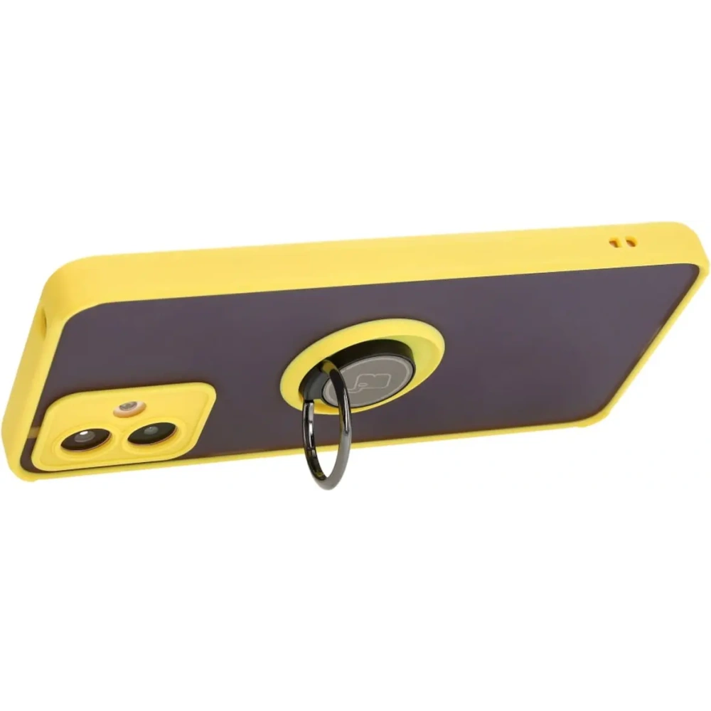 Hurtownia GSM - Etui z uchwytem na palec Bizon Case Hybrid Ring do Motorola Moto G14 kouřové s žlutým rámem - BIZ3907 - {ean13} - Hurt