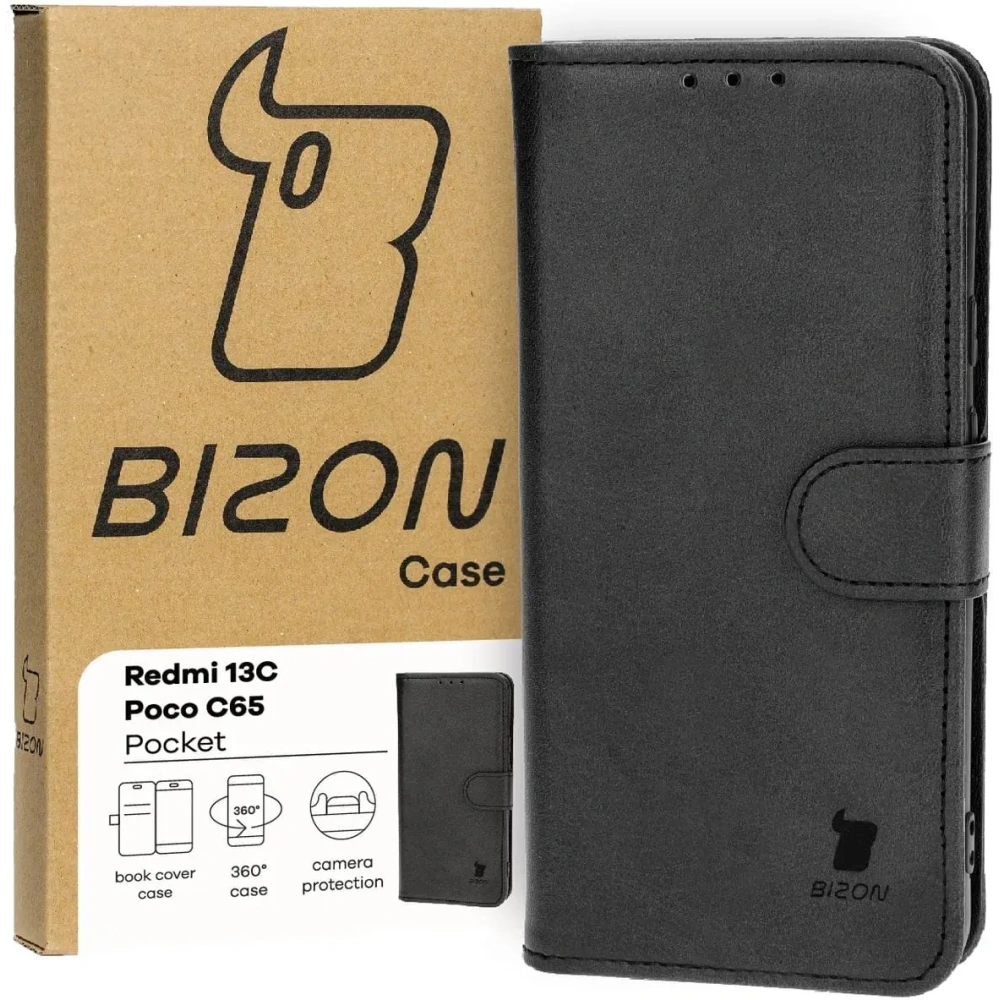Hurtownia GSM - Bizon tok zsebbe Xiaomi Redmi 13C / Xiaomi Poco C65 fekete - BIZ3909 - {ean13} - Hurt