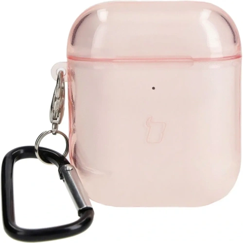 Etui Bizon Case Headphone Clear do Airpods 1/2 przezroczysto-różowe
