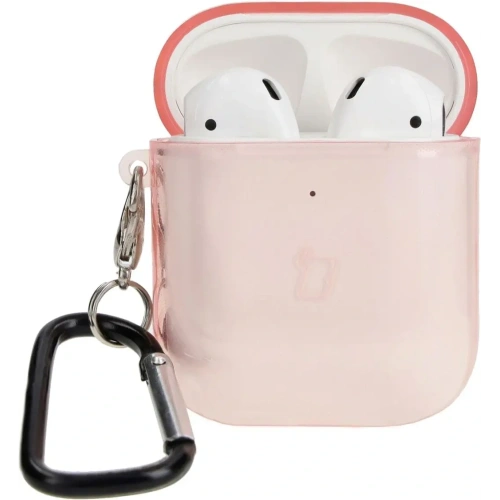 Etui Bizon Case Headphone Clear do Airpods 1/2 przezroczysto-różowe
