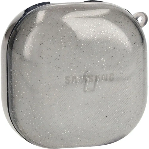 Etui Bizon Case Headphone Clear do Samsung Galaxy Buds Live / Pro / Buds2 / Buds2 Pro / Buds FE czarno-brokatowe