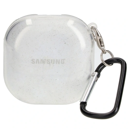 Etui Bizon Case Headphone Clear do Samsung Galaxy Buds Live / Pro / Buds2 / Buds2 Pro / Buds FE przezroczysto-brokatowe