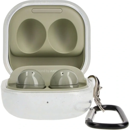 Etui Bizon Case Headphone Clear do Samsung Galaxy Buds Live / Pro / Buds2 / Buds2 Pro / Buds FE przezroczysto-brokatowe