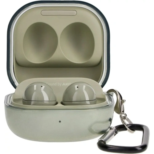 Etui Bizon Case Headphone Clear do Samsung Galaxy Buds Live / Pro / Buds2 / Buds2 Pro / Buds FE przezroczysto-zielone