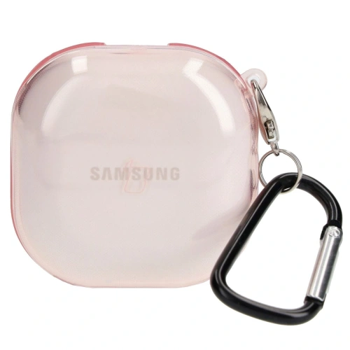 Etui Bizon Case Headphone Clear do Samsung Galaxy Buds Live / Pro / Buds2 / Buds2 Pro / Buds FE przezroczysto-różowe