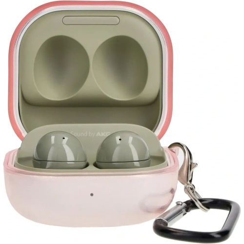 Etui Bizon Case Headphone Clear do Samsung Galaxy Buds Live / Pro / Buds2 / Buds2 Pro / Buds FE przezroczysto-różowe