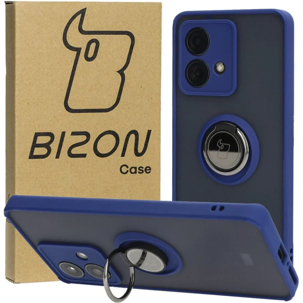 Wholesale Bizon Case Hybrid Ring Motorola Edge 40 Neo smoky with a navy blue frame - BIZ3943 - {ean13} - Hurt