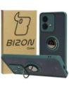 Bizon Case Hybrid Ring Motorola Edge 40 Neo rauchig mit einem dunkelgrünen Rahmen