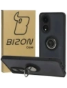 Pouzdro s prstovým držákem Bizon Case Hybrid Ring pro Oppo A58 4G kouřové s černým rámečkem