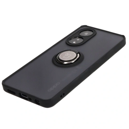Etui z uchwytem na palec Bizon Case Hybrid Ring do Oppo A58 4G przydymione z czarną ramką