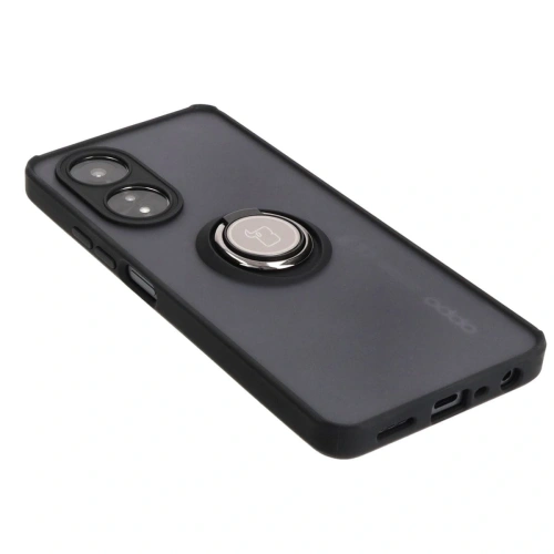 Etui z uchwytem na palec Bizon Case Hybrid Ring do Oppo A58 4G przydymione z czarną ramką