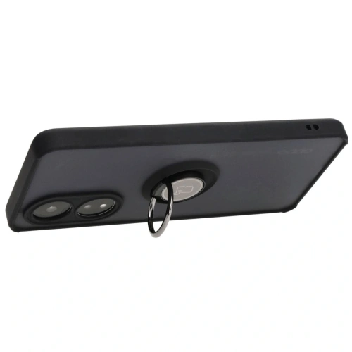 Etui z uchwytem na palec Bizon Case Hybrid Ring do Oppo A58 4G przydymione z czarną ramką