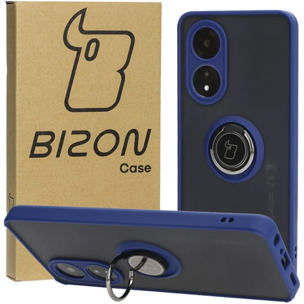 Wholesale Bizon Case Hybrid Ring Oppo A58 4G smoky with a navy blue frame - BIZ3959 - {ean13} - Hurt