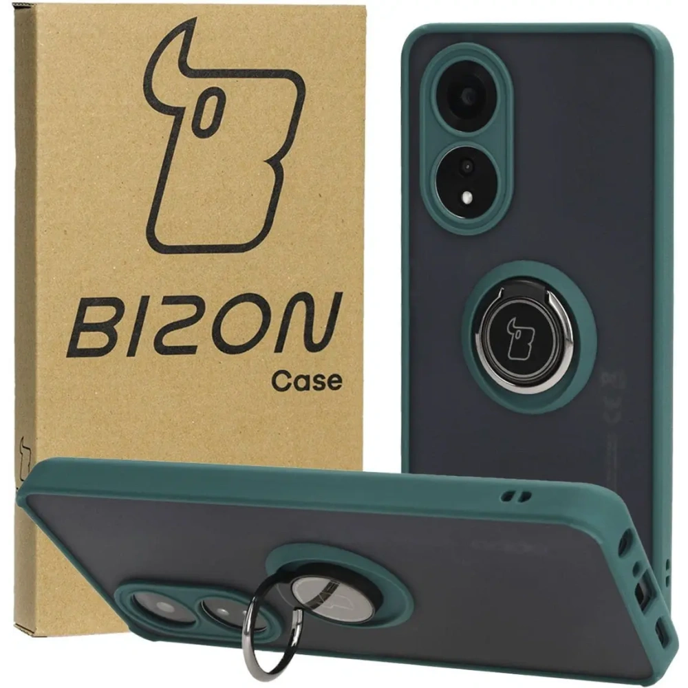 Wholesale Bizon Case Hybrid Ring Oppo A58 4G smoky with a dark green frame - BIZ3960 - {ean13} - Hurt